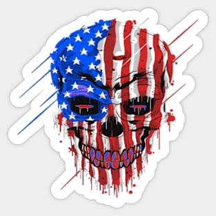 skull-head-with-usa-america-flag design Sticker